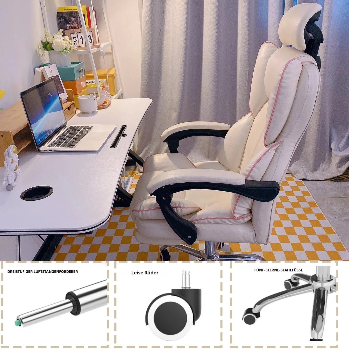 Ergonomischer Gaming-Bürostuhl mit hoher Rückenlehne, verstellbarer Sitz mit Fußstütze und Lendenwirbelstütze für den Heimarbeitsplatz