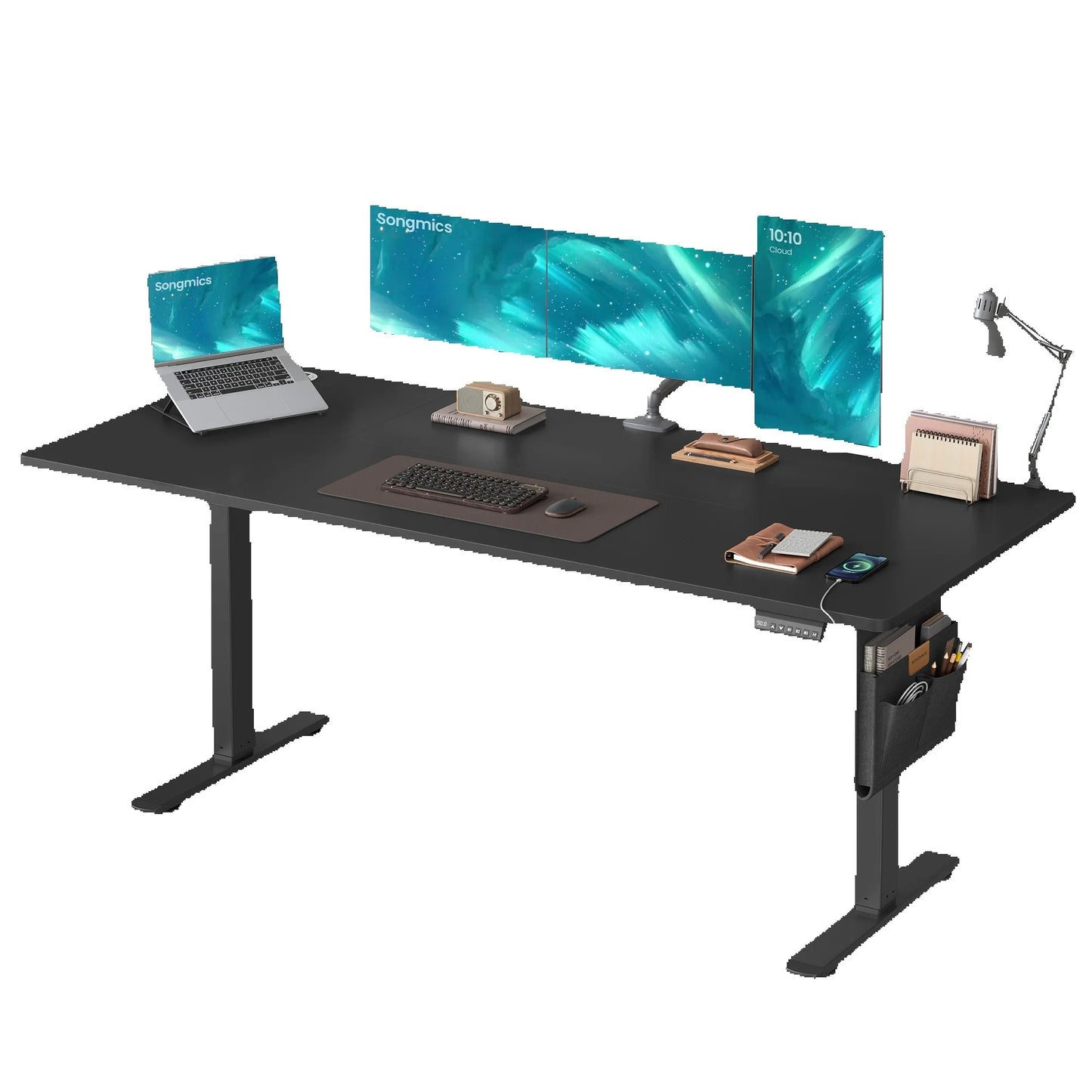 SONGMICS Höhenverstellbarer Schreibtisch, 180 x 80 cm, Memory-Funktion, USB-C-Anschluss