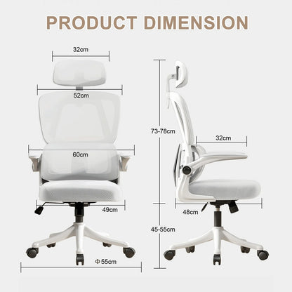 Ergonomischer Bürostuhl mit hoher Rückenlehne, verstellbarer Netz-Computerstuhl mit Lendenwirbelstütze für den Home-Office-Bereich