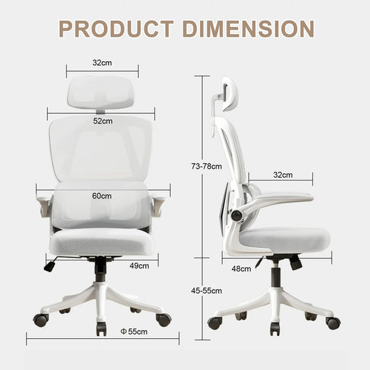 Ergonomischer Bürostuhl mit hoher Rückenlehne, verstellbarer Netz-Computerstuhl mit Lendenwirbelstütze für den Home-Office-Bereich
