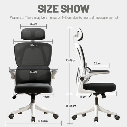 Ergonomischer Bürostuhl mit hoher Rückenlehne, verstellbarer Netz-Computerstuhl mit Lendenwirbelstütze für den Home-Office-Bereich