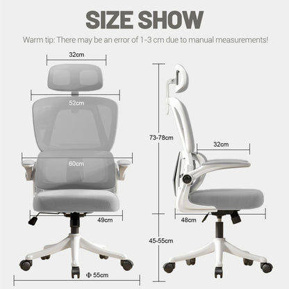 Ergonomischer Bürostuhl mit hoher Rückenlehne, verstellbarer Netz-Computerstuhl mit Lendenwirbelstütze für den Home-Office-Bereich