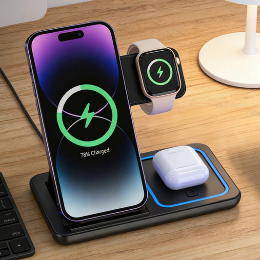 Faltbare 3-in-1 Kabellose Ladestation für iPhone 17 16 15 14 13 12 Pro Max iWatch 11 Airpods Pro 4/3 Schnell-Ladeständer Dock