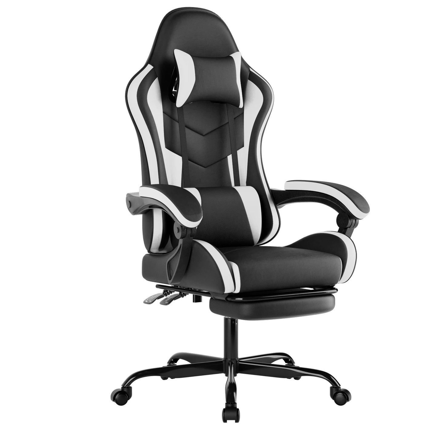 WOTSTA Ergonomischer Racing-Gaming-Stuhl mit Kopfstütze und Lendenwirbelstütze, verstellbarer drehbarer Bürostuhl für Computer-Wohnzimmer