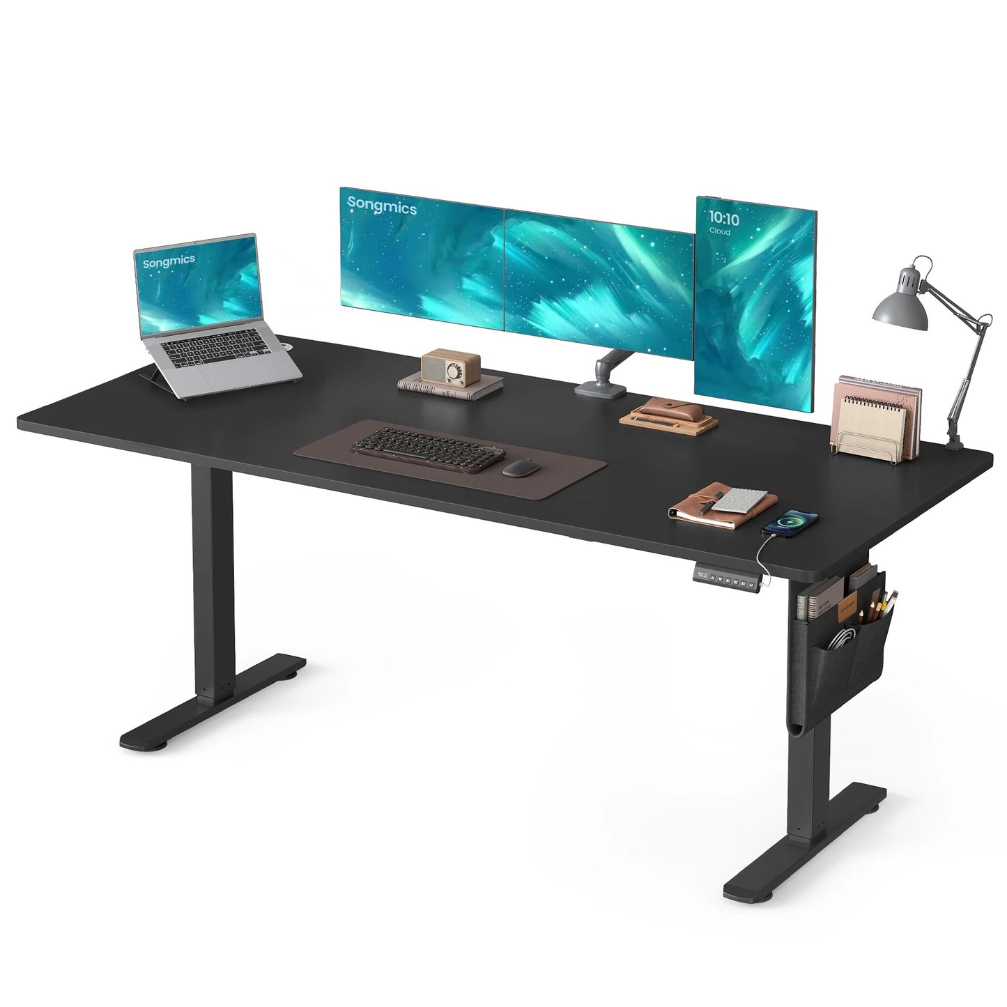 SONGMICS Höhenverstellbarer Schreibtisch, 180 x 80 cm, Memory-Funktion, USB-C-Anschluss