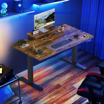 Devoko Höhenverstellbarer Schreibtisch Elektrisch 120×60cm mit Monitorständer,Ergonomisches Sitz-Stehpult (Weiß)