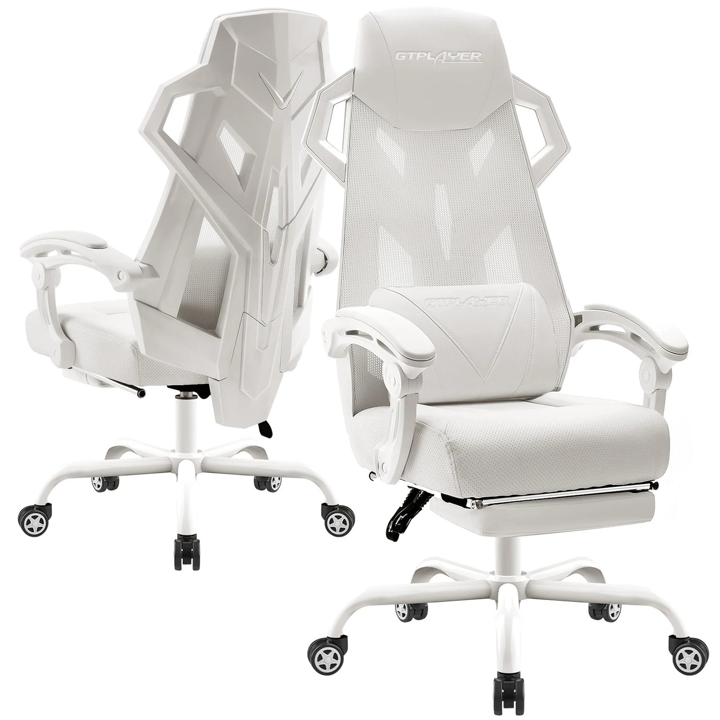 GTPLAYER Ergonomischer Bürostuhl Schreibtischstuhl Gamingstuhl Drehstuhl Verstellbarer Lordosenstütze Kopfstütze Rückenschonend