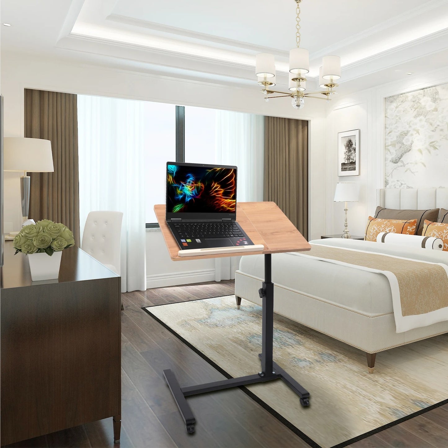 NEUER Verstellbarer Laptop-Tisch 360 ° Drehbarer Tischständer für Mobilgeräte, Home-Office-Ablage, Rollbarer Stehtisch, Computer-Arbeitsstation