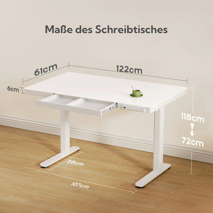Claiks Glas Höhenverstellbarer Schreibtisch Elektrischer Steh-Sitz-Schreibtisch mit robuster Glasplatte Leiser Motor