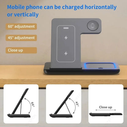 Faltbare 3-in-1 Kabellose Ladestation für iPhone 17 16 15 14 13 12 Pro Max iWatch 11 Airpods Pro 4/3 Schnell-Ladeständer Dock