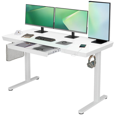 Seang Glas Elektrischer Höhenverstellbarer Schreibtisch Steh-Sitz-Schreibtisch mit robuster Glasplatte