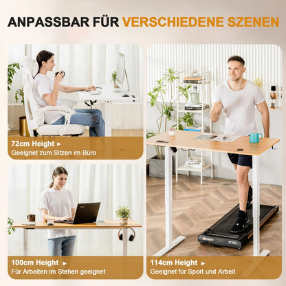 Höhenverstellbarer Schreibtisch mit USB-Buchse und Haken, Elektrisch Verstellbarer Computertisch, Steh-Sitztisch