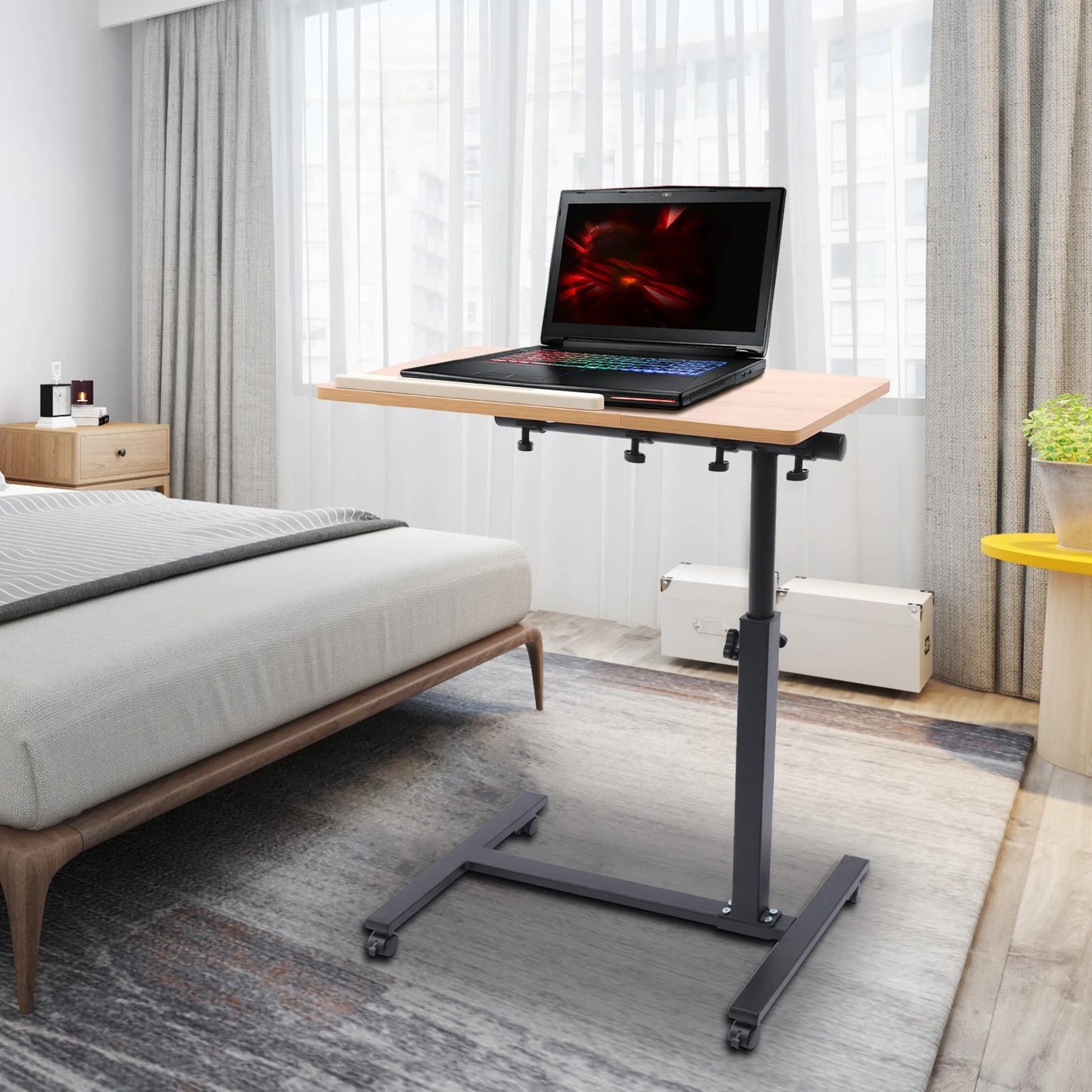NEUER Verstellbarer Laptop-Tisch 360 ° Drehbarer Tischständer für Mobilgeräte, Home-Office-Ablage, Rollbarer Stehtisch, Computer-Arbeitsstation