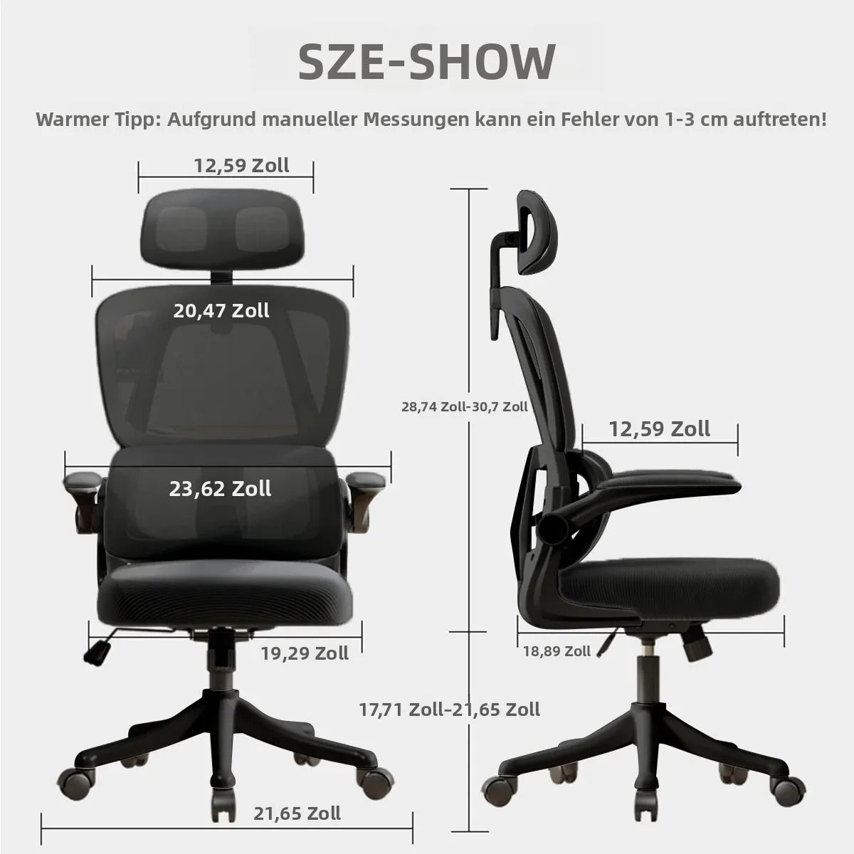 Ergonomischer Bürostuhl mit hoher Rückenlehne, verstellbarer Netz-Computerstuhl mit Lendenwirbelstütze für den Home-Office-Bereich