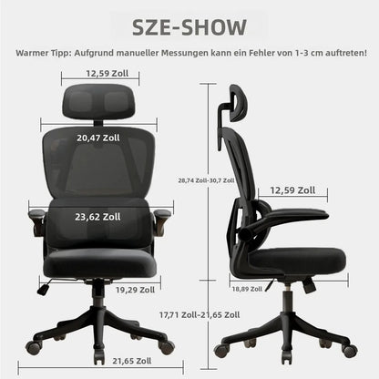 Ergonomischer Bürostuhl mit hoher Rückenlehne, verstellbarer Netz-Computerstuhl mit Lendenwirbelstütze für den Home-Office-Bereich