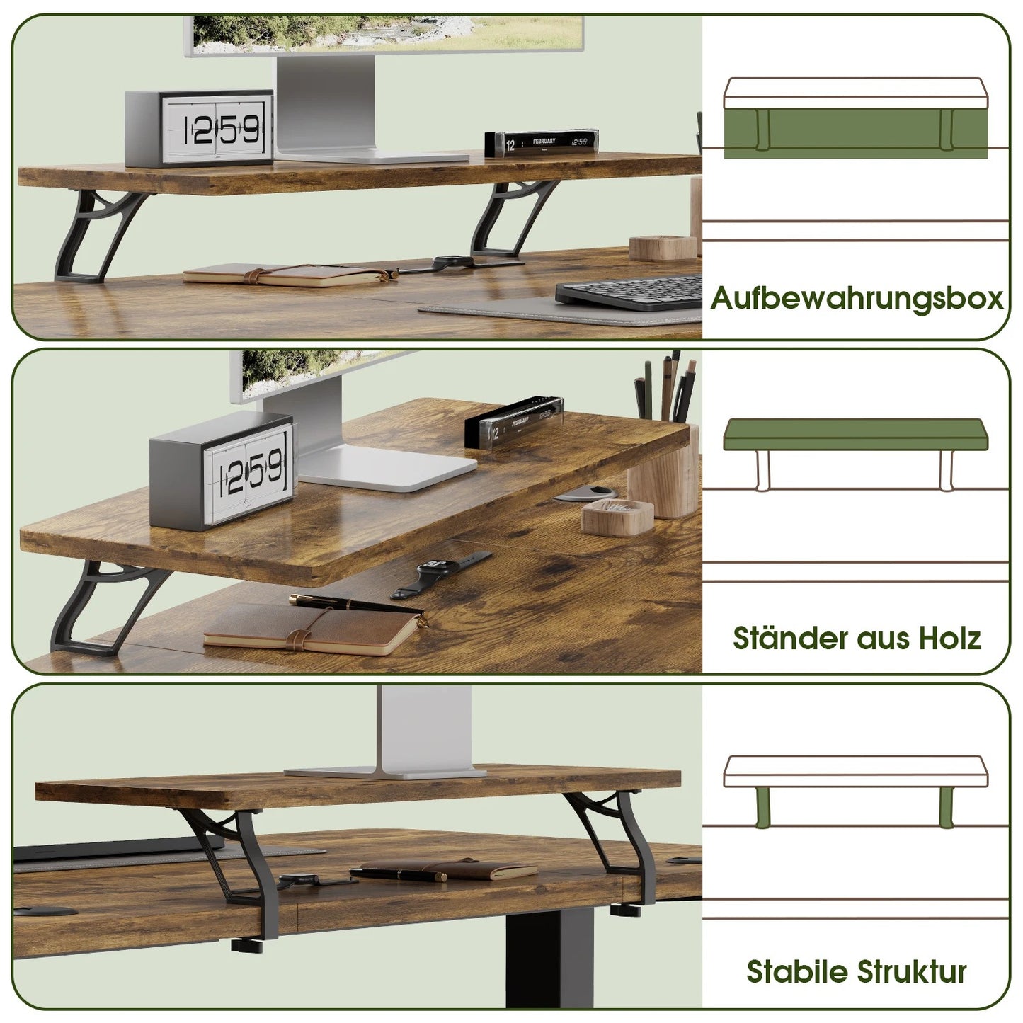 Devoko Höhenverstellbarer Schreibtisch Elektrisch 120×60cm mit Monitorständer,Ergonomisches Sitz-Stehpult (Weiß)
