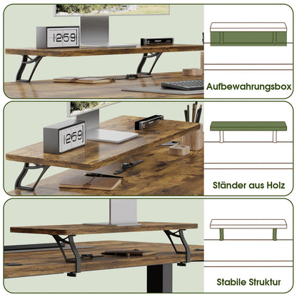 Devoko Höhenverstellbarer Schreibtisch Elektrisch 120×60cm mit Monitorständer,Ergonomisches Sitz-Stehpult (Weiß)
