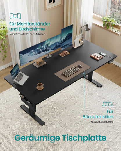 SONGMICS Höhenverstellbarer Schreibtisch, 180 x 80 cm, Memory-Funktion, USB-C-Anschluss