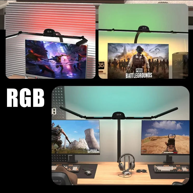 Schreibtischlampe mit Klemme, 5 Modi oder RGB-Licht, flexibler Schwanenhals, EU/US-betrieben, perfekt zum Lesen, Lernen, Büroarbeiten