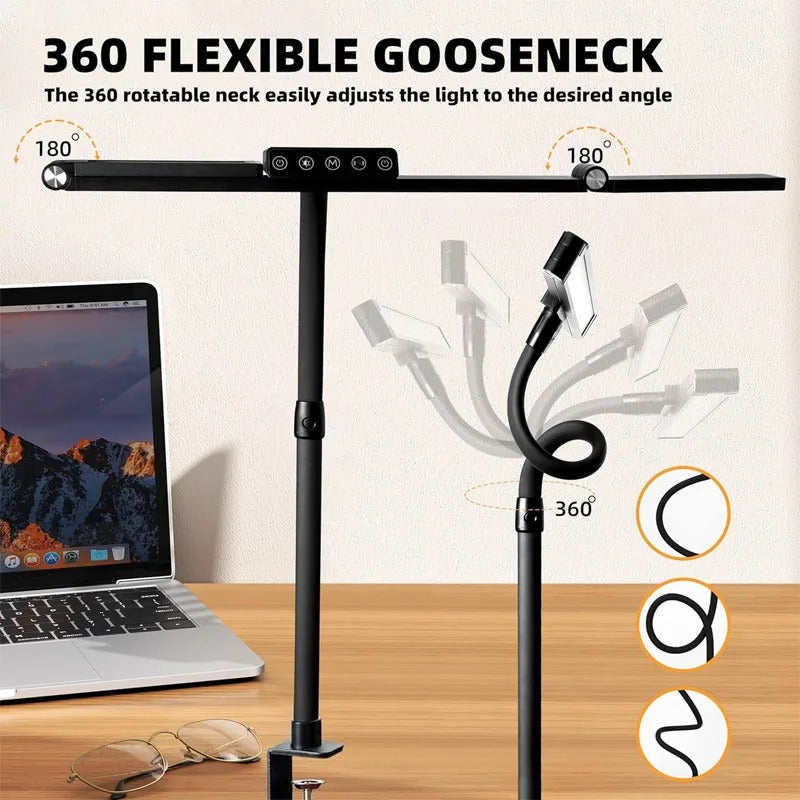 LED-Schreibtischlampe mit Klemme, Architekt-Schreibtischleuchte mit Fernbedienung, verstellbare 3-Segment-Bar, augenschonende Schreibtischlampe für Büro, Arbeitszimmer, Werkbank