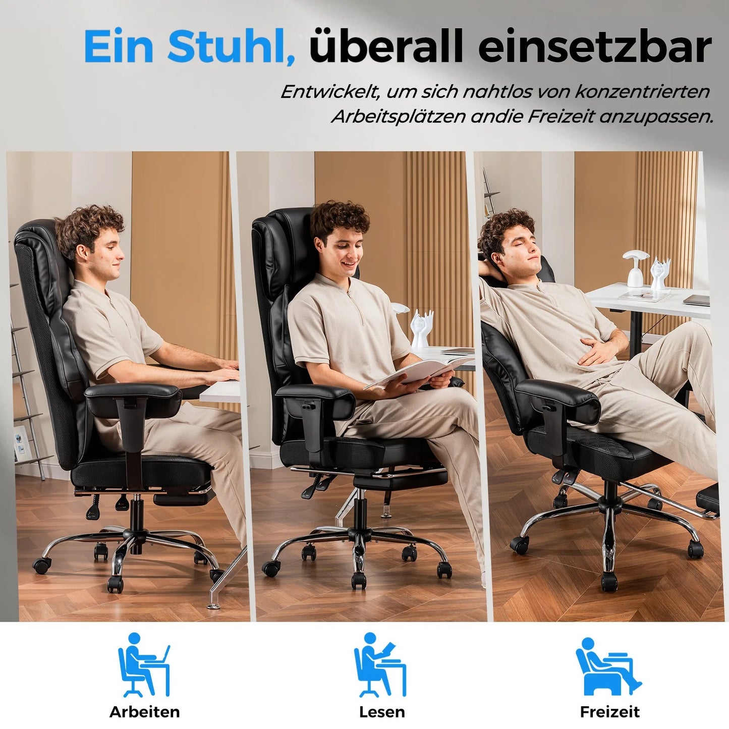 GTPLAYER Gaming Stuhl, breiter Bürostuhl mit Taschenfeder, Ergonomischer PC-Stuhl, Verstellbarer und Drehbarer Schreibtischstuhl