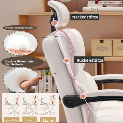 Ergonomischer Gaming-Bürostuhl mit hoher Rückenlehne, verstellbarer Sitz mit Fußstütze und Lendenwirbelstütze für den Heimarbeitsplatz