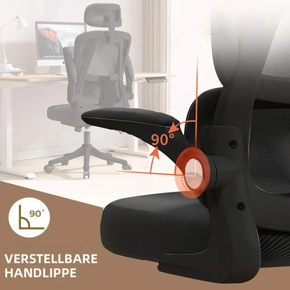 Ergonomischer Bürostuhl mit hoher Rückenlehne, verstellbarer Netz-Computerstuhl mit Lendenwirbelstütze für den Home-Office-Bereich
