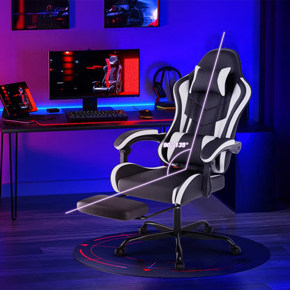WOTSTA Ergonomischer Racing-Gaming-Stuhl mit Kopfstütze und Lendenwirbelstütze, verstellbarer drehbarer Bürostuhl für Computer-Wohnzimmer
