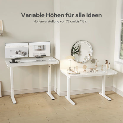 Claiks Glas Höhenverstellbarer Schreibtisch Elektrischer Steh-Sitz-Schreibtisch mit robuster Glasplatte Leiser Motor