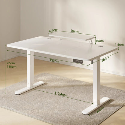 Devoko Höhenverstellbarer Schreibtisch Elektrisch 120×60cm mit Monitorständer,Ergonomisches Sitz-Stehpult (Weiß)