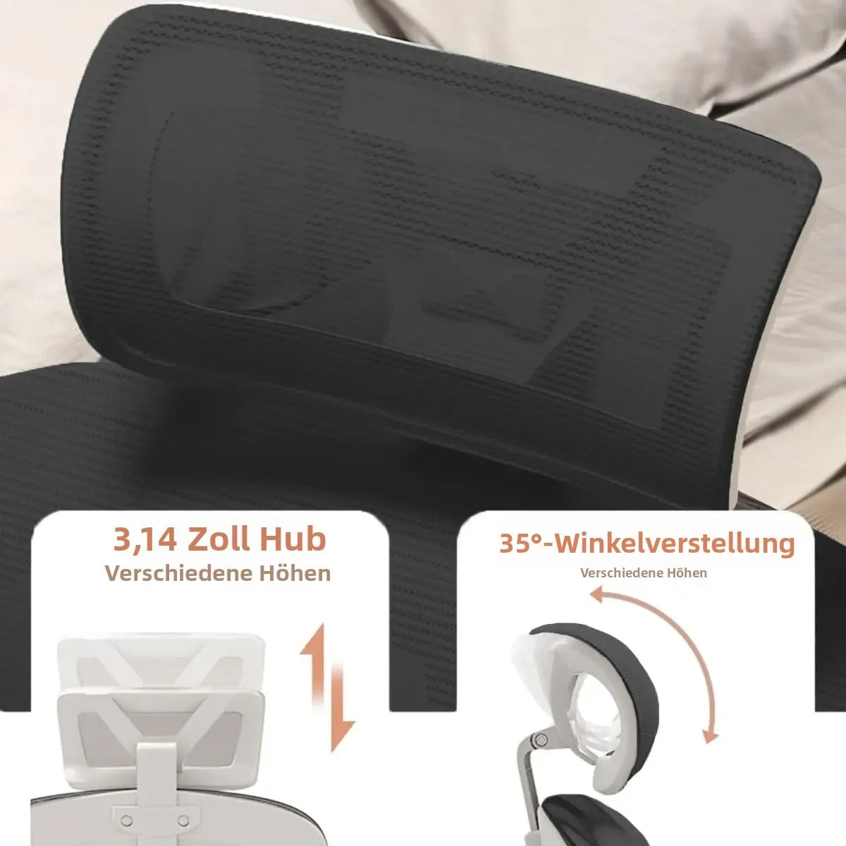 Ergonomischer Bürostuhl mit hoher Rückenlehne, verstellbarer Netz-Computerstuhl mit Lendenwirbelstütze für den Home-Office-Bereich