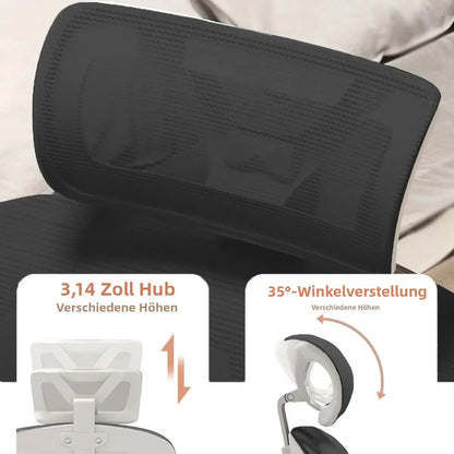 Ergonomischer Bürostuhl mit hoher Rückenlehne, verstellbarer Netz-Computerstuhl mit Lendenwirbelstütze für den Home-Office-Bereich