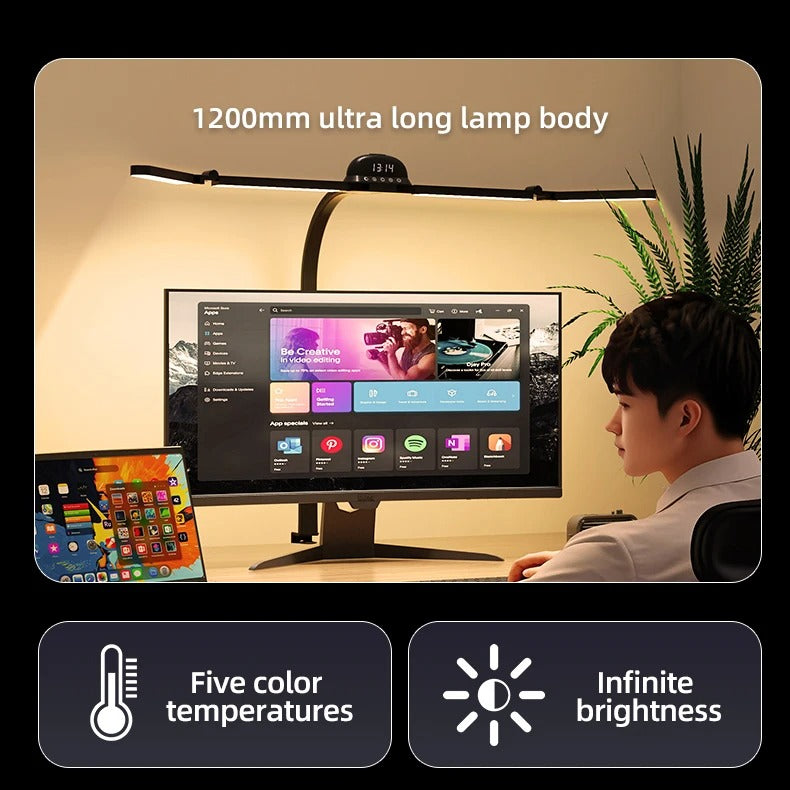 LED-Schreibtischlampe mit Klemme, 5 Modi oder RGB-Licht, flexibler Schwanenhals, EU/US-betrieben, perfekt zum Lesen, Lernen, Büroarbeiten