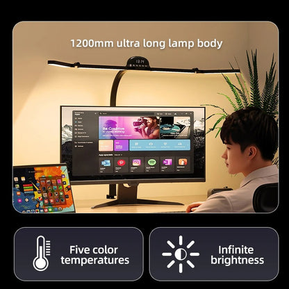 LED-Schreibtischlampe mit Klemme, 5 Modi oder RGB-Licht, flexibler Schwanenhals, EU/US-betrieben, perfekt zum Lesen, Lernen, Büroarbeiten