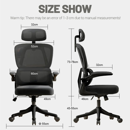 Ergonomischer Bürostuhl mit hoher Rückenlehne, verstellbarer Netz-Computerstuhl mit Lendenwirbelstütze für den Home-Office-Bereich