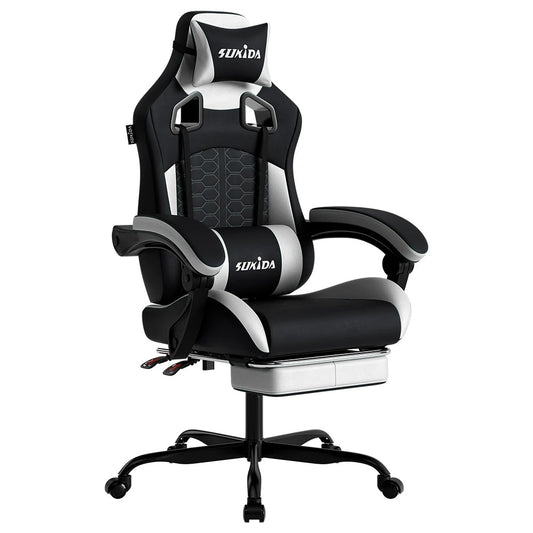 Ergonomischer Gaming-Stuhl, verstellbar, drehbar, mit Kopfstütze und Lendenwirbelstütze, für Büro, Computer, Wohnzimmer