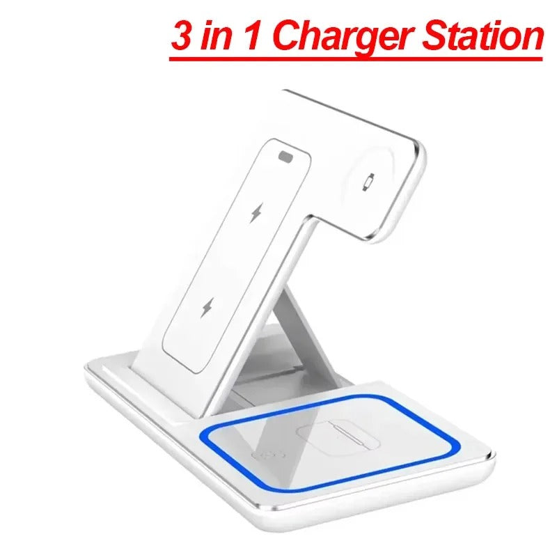 Faltbare 3-in-1 Kabellose Ladestation für iPhone 17 16 15 14 13 12 Pro Max iWatch 11 Airpods Pro 4/3 Schnell-Ladeständer Dock