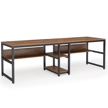 Großer 2-Personen Schreibtisch mit Regal – 78,7” Computer Desk im modernen rustikalen Stil