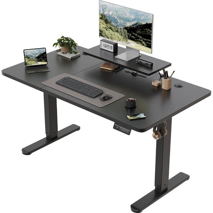 Devoko Höhenverstellbarer Schreibtisch Elektrisch 120×60cm mit Monitorständer,Ergonomisches Sitz-Stehpult (Weiß)