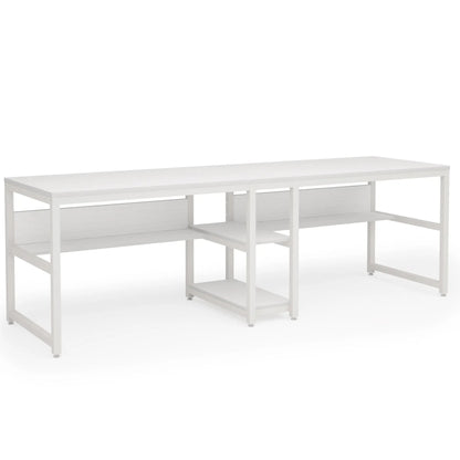 Großer 2-Personen Schreibtisch mit Regal – 78,7” Computer Desk im modernen rustikalen Stil