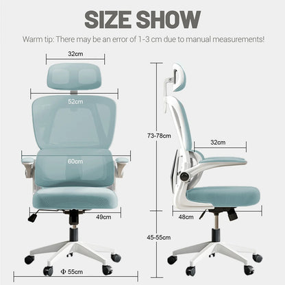 Ergonomischer Bürostuhl mit hoher Rückenlehne, verstellbarer Netz-Computerstuhl mit Lendenwirbelstütze für den Home-Office-Bereich