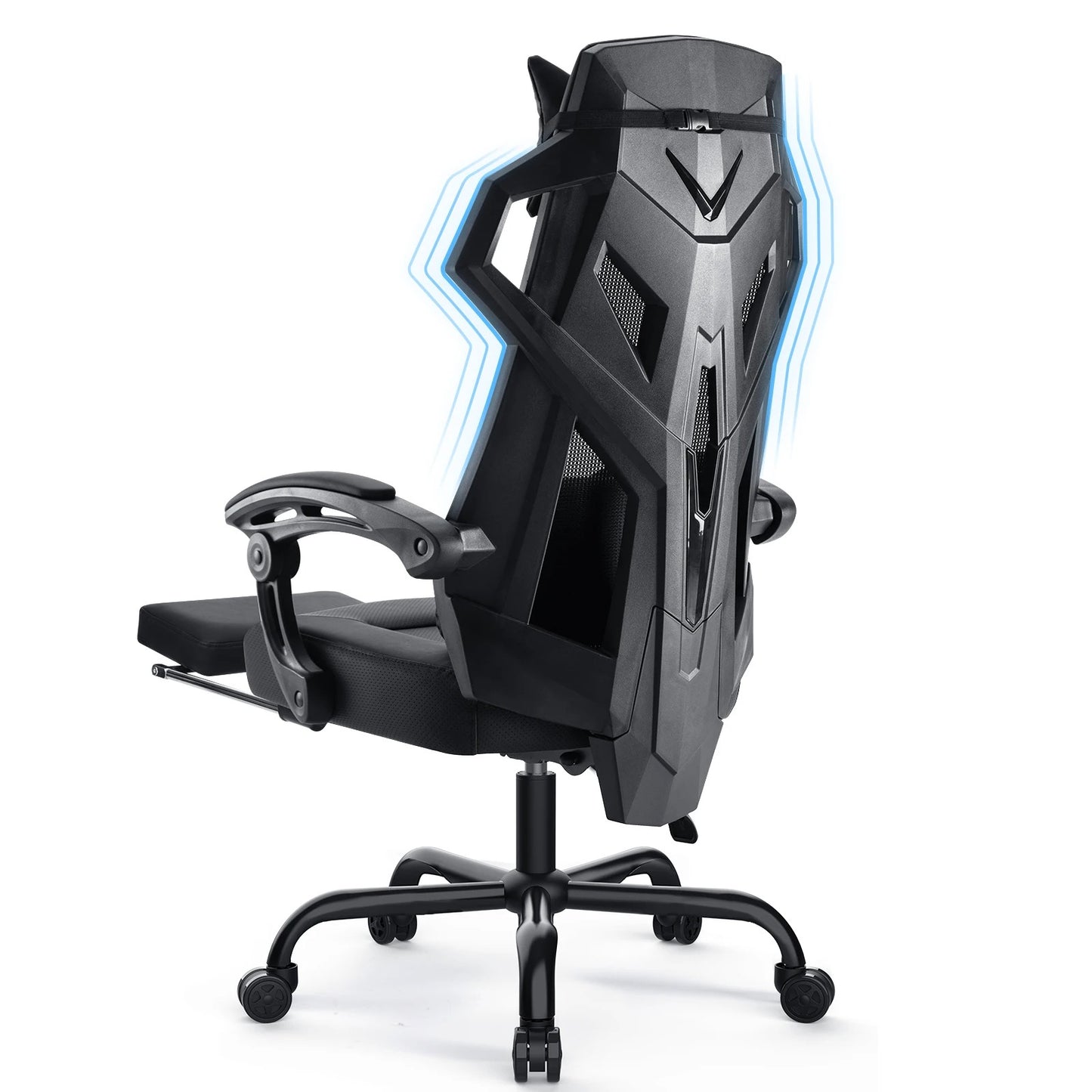GTPLAYER Ergonomischer Bürostuhl Schreibtischstuhl Gamingstuhl Drehstuhl Verstellbarer Lordosenstütze Kopfstütze Rückenschonend